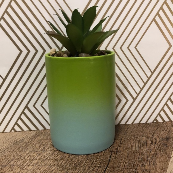 Jack-o’-lantern Pumpkin Faux Succulent Ombré Ceramic Pot Table Top Decor Accent - Picture 2 of 6